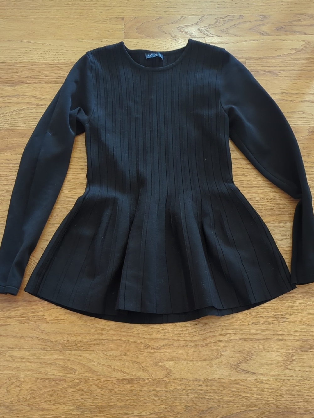 Current Air Black Ribbed Peplum Top